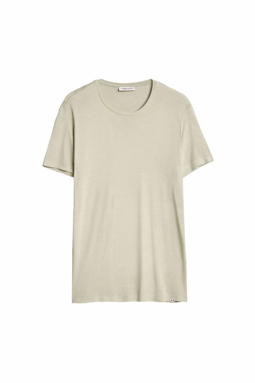 NEW ORLEBAR BROWN men's cashmere classic tee in parched green
